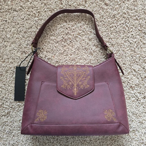 NWT Disturbia Neriene Embroidered Slouchy Shoulder Bag - Picture 4 of 15